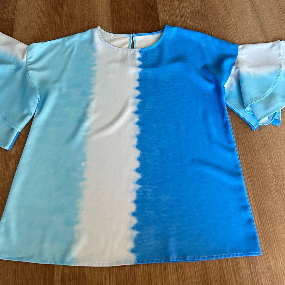 Elegant Blue and White Women's Blouse